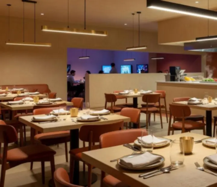 Warm, editorial-style interior of Cashebo fine dining restaurant